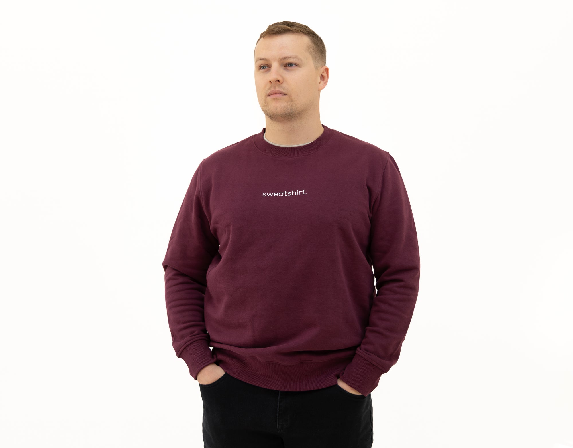 simple. sweatshirt. burgundy.