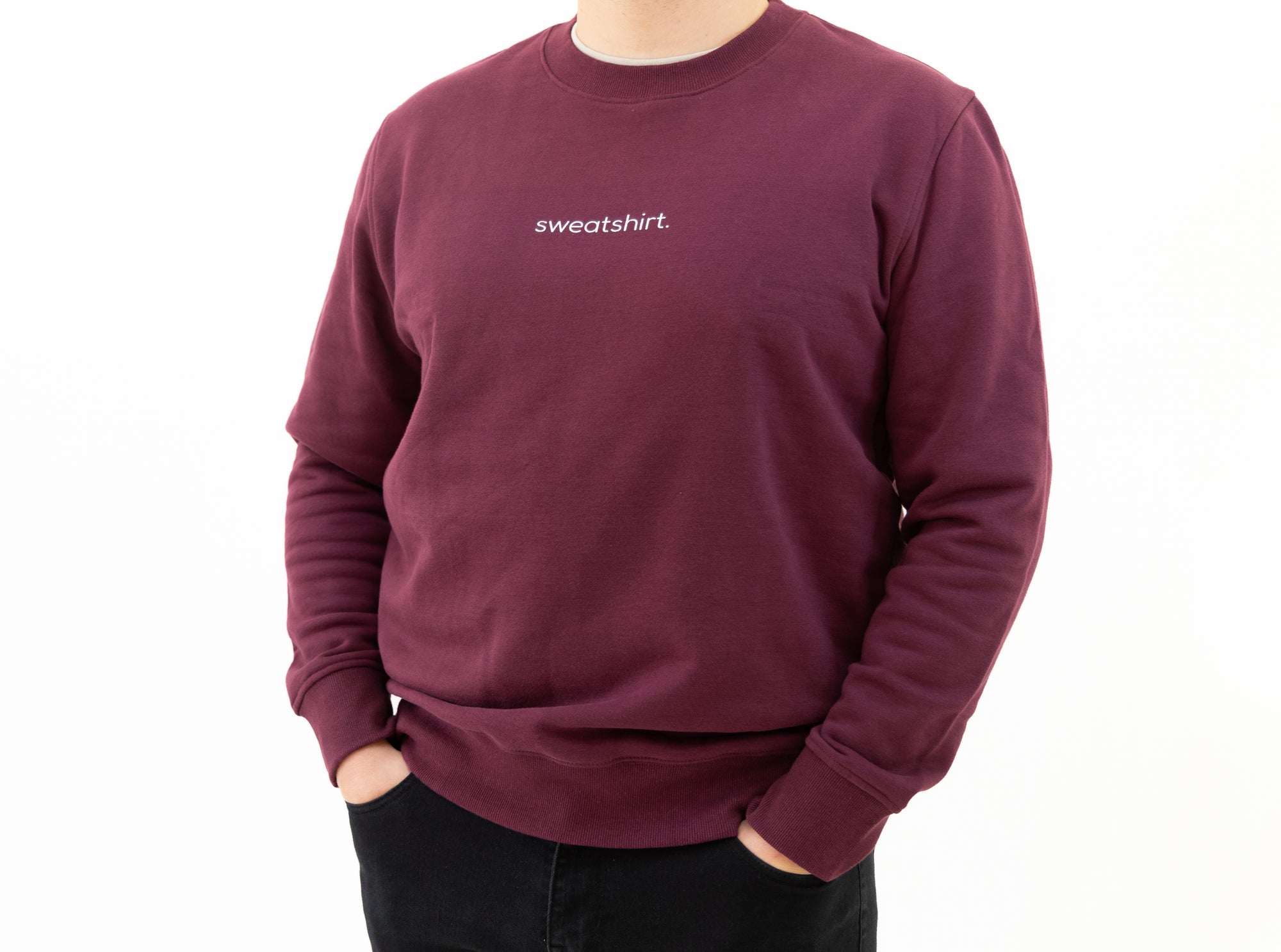 simple. sweatshirt. burgundy.