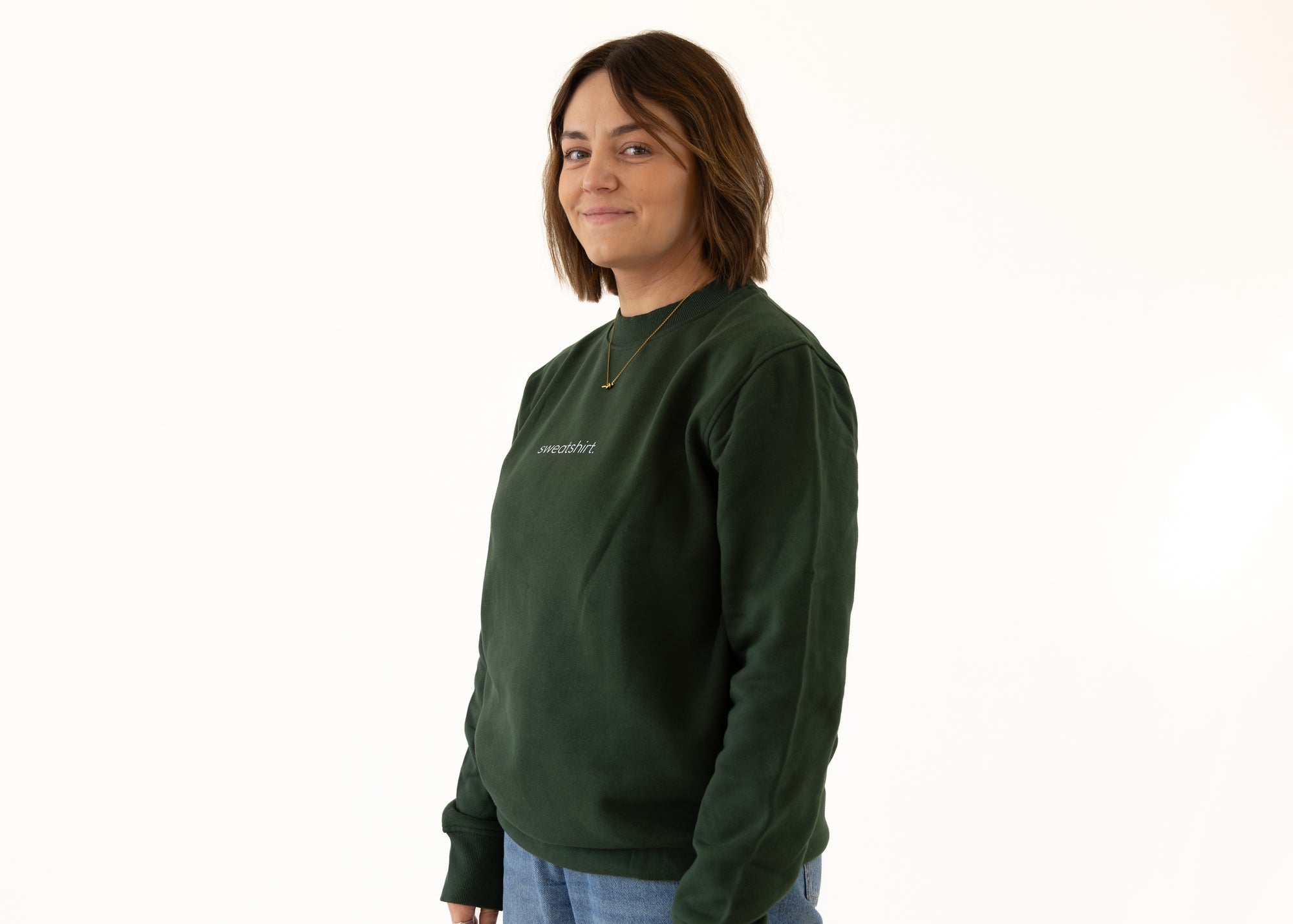 simple. sweatshirt. forest-green.