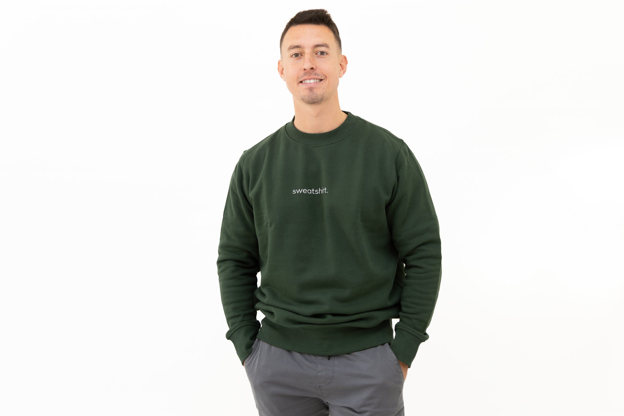 simple. sweatshirt. forest-green.