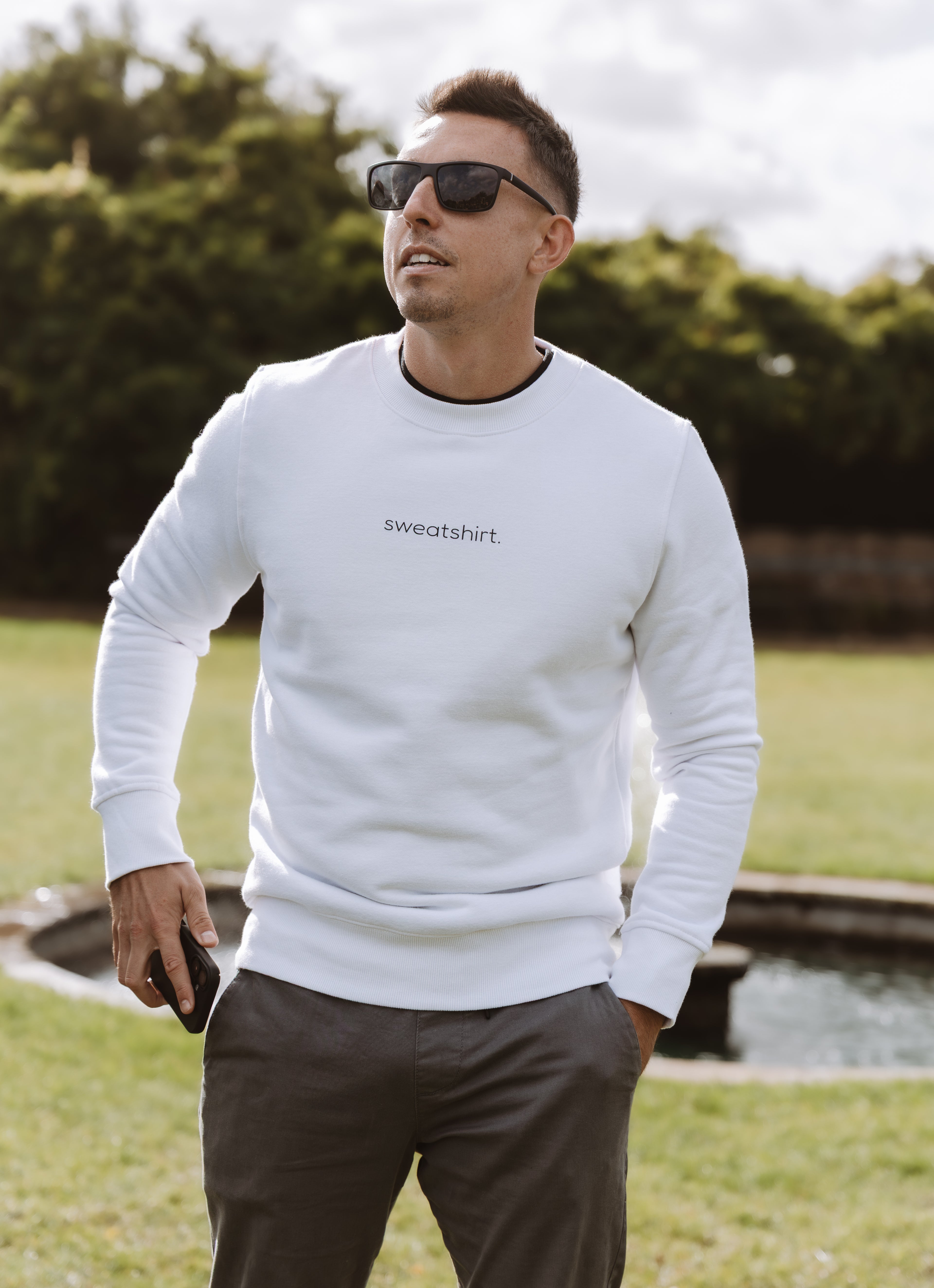 simple. sweatshirt. white.